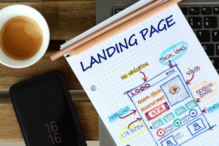 Website landing page development sketch